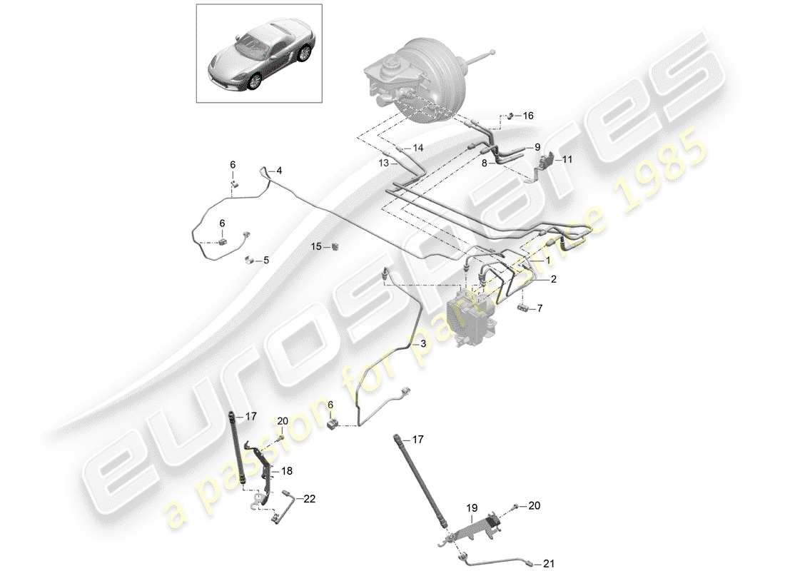 porsche 2018 (718 boxster) brake line part diagram