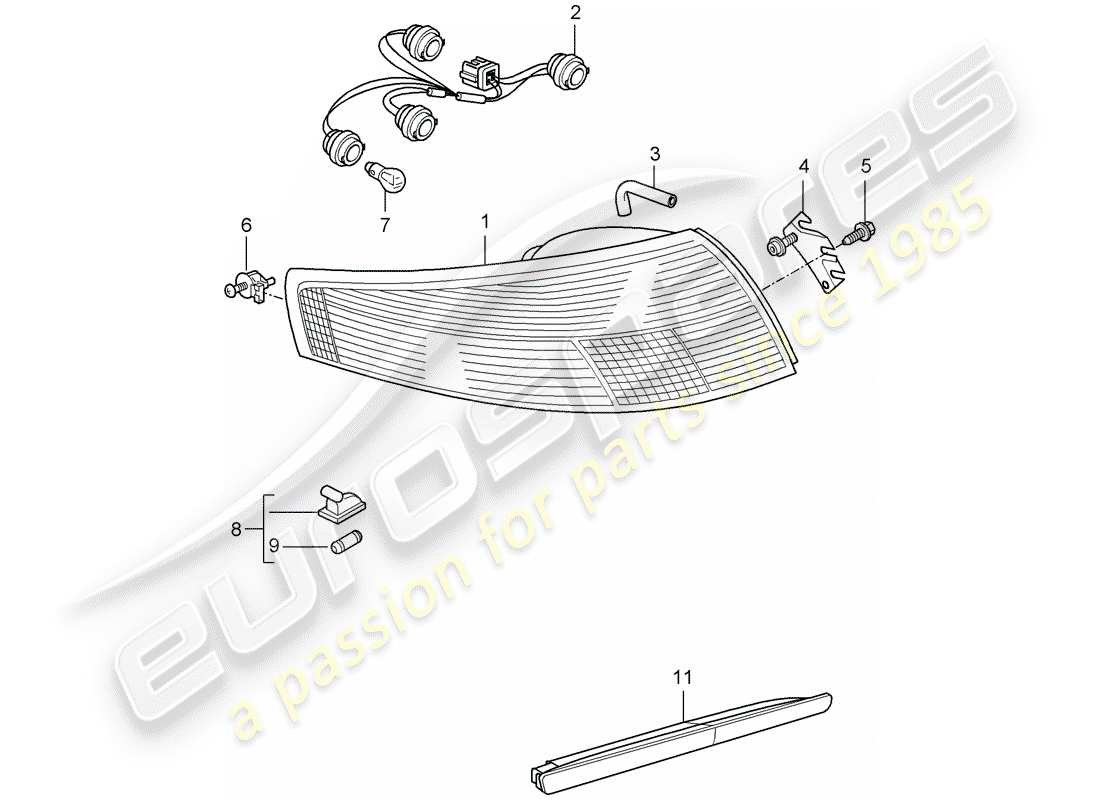 porsche 2007 (997-1 turbo / gt2) rear light part diagram