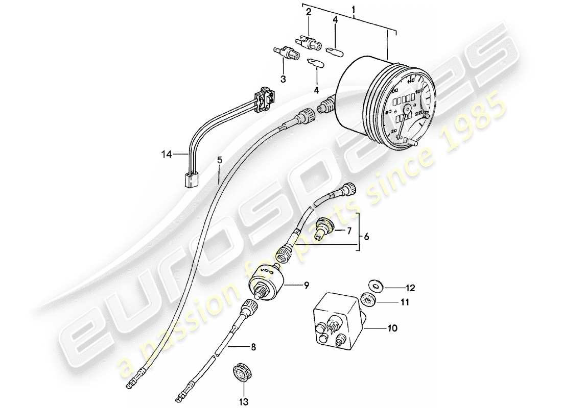 porsche 1984 (924) speedometer parts diagram