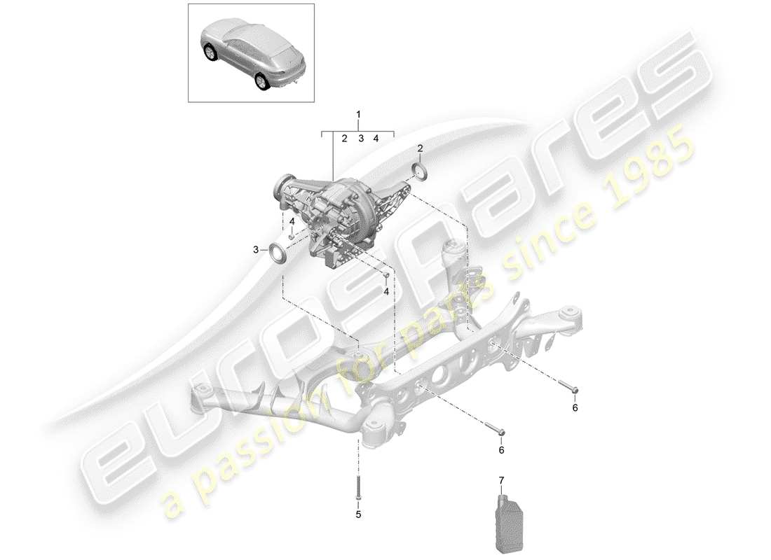 porsche 2018 (macan) rear axle differential parts diagram