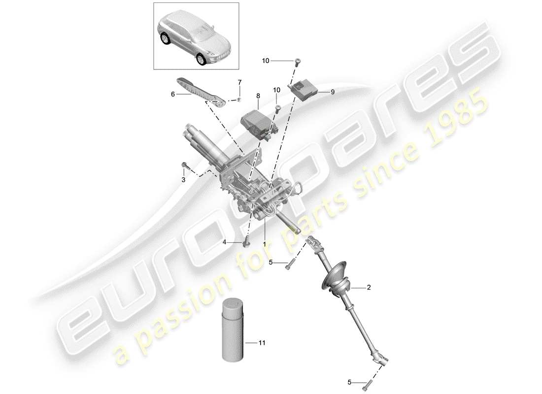 porsche 2017 (macan) steering column parts diagram