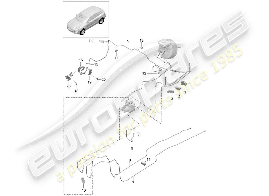 porsche 2015 (macan) brake line parts diagram