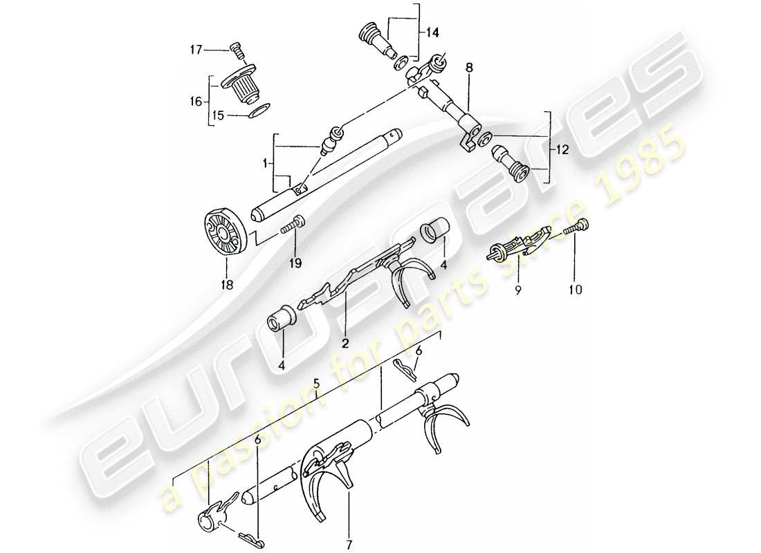 porsche 1999 (986 boxster) manual gearbox - single parts parts diagram