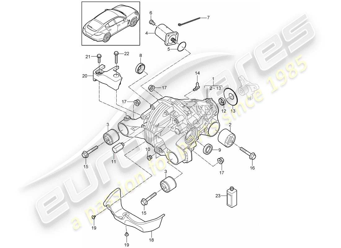 porsche panamera 970 (2011) rear axle differential part diagram
