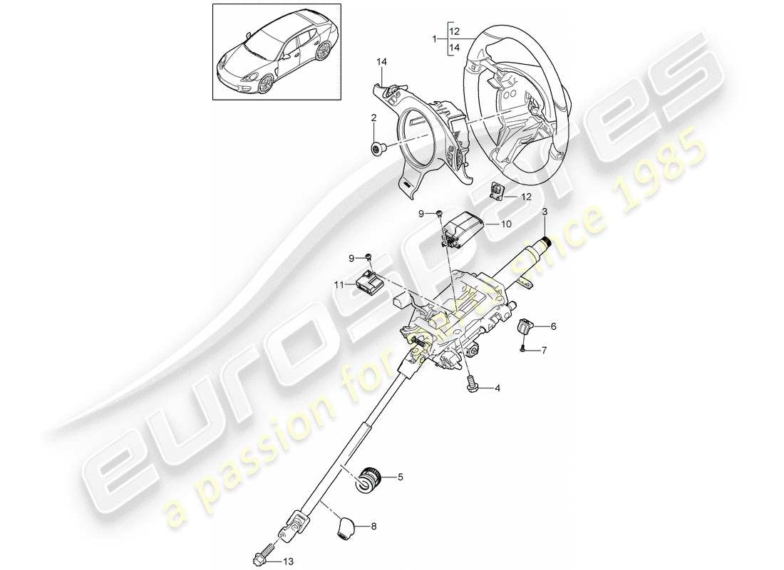 porsche panamera 970 (2011) steering wheels part diagram
