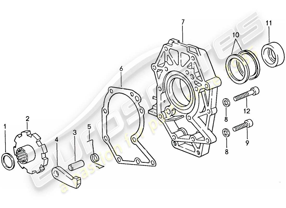 porsche 1988 (928) automatic transmission - intermediate plate - parking lock part diagram