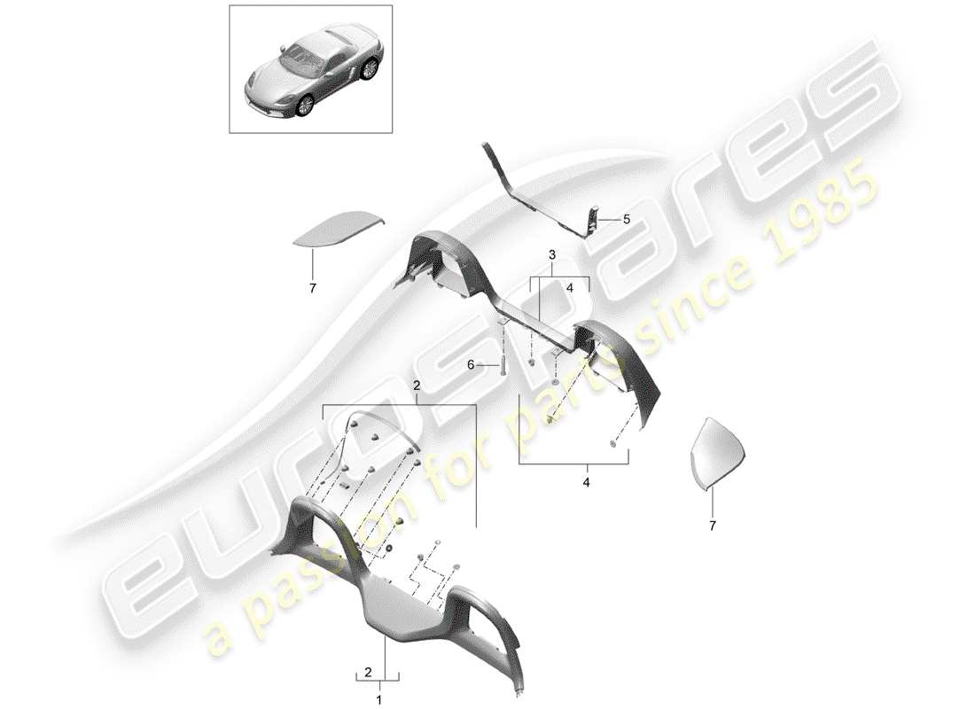 porsche 2019 (718 boxster) trims part diagram