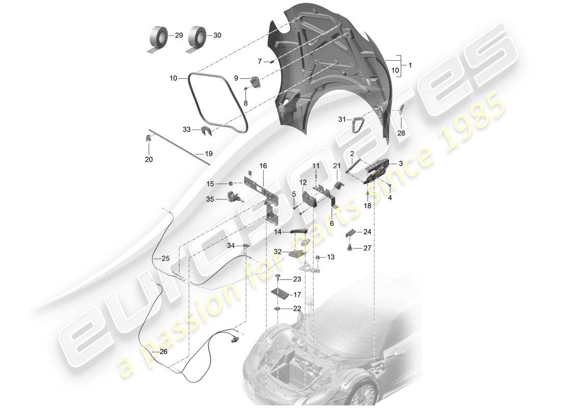 porsche 918 spyder (2015) cover parts diagram