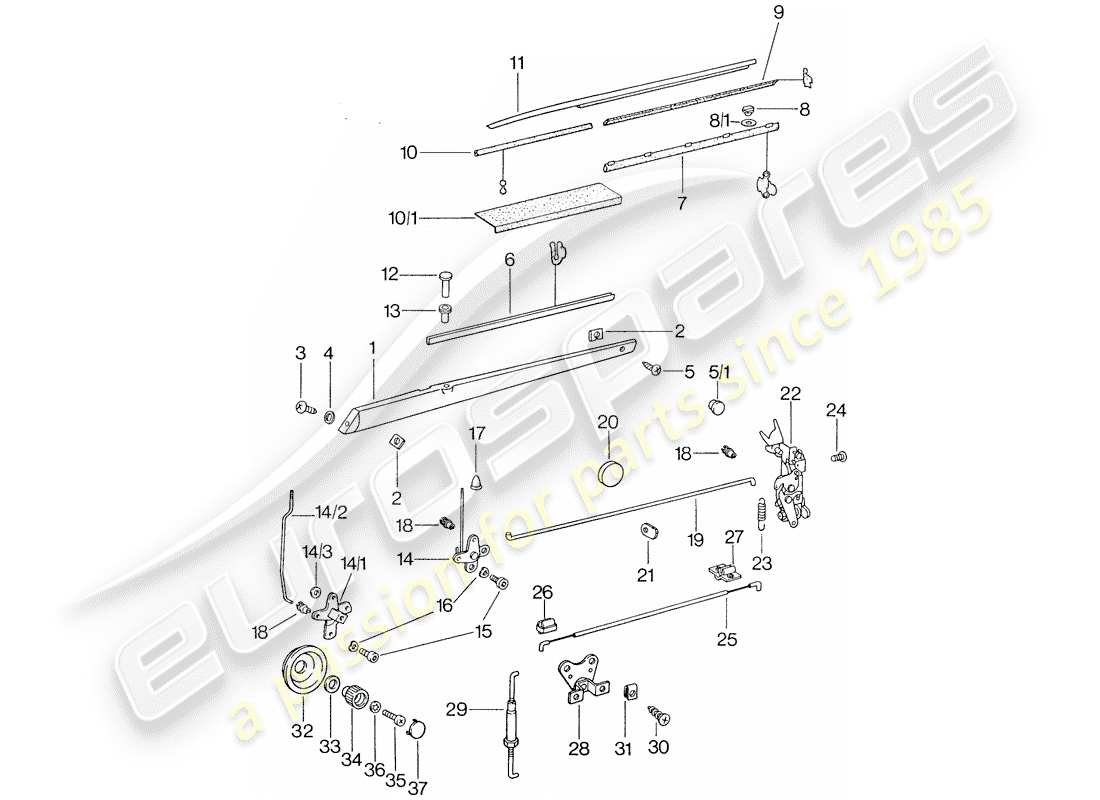 porsche 1977 (911) installation parts - for - door part diagram