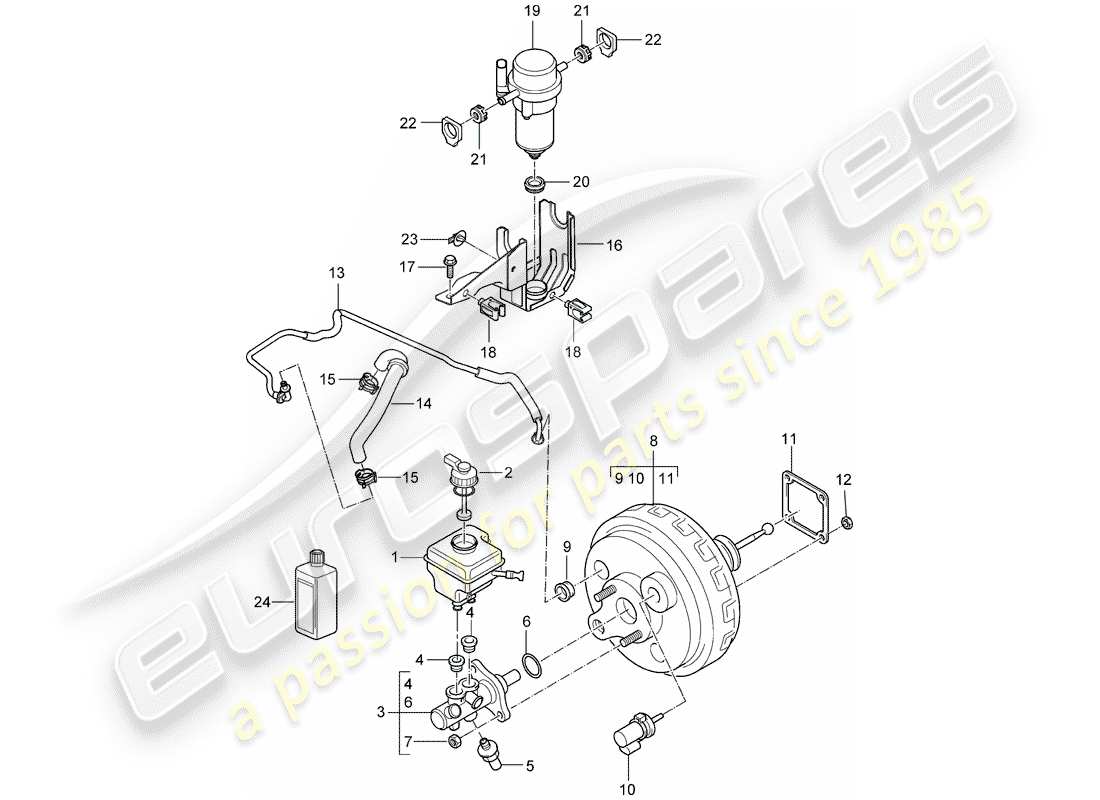 porsche cayenne (2004) brake master cylinder parts diagram