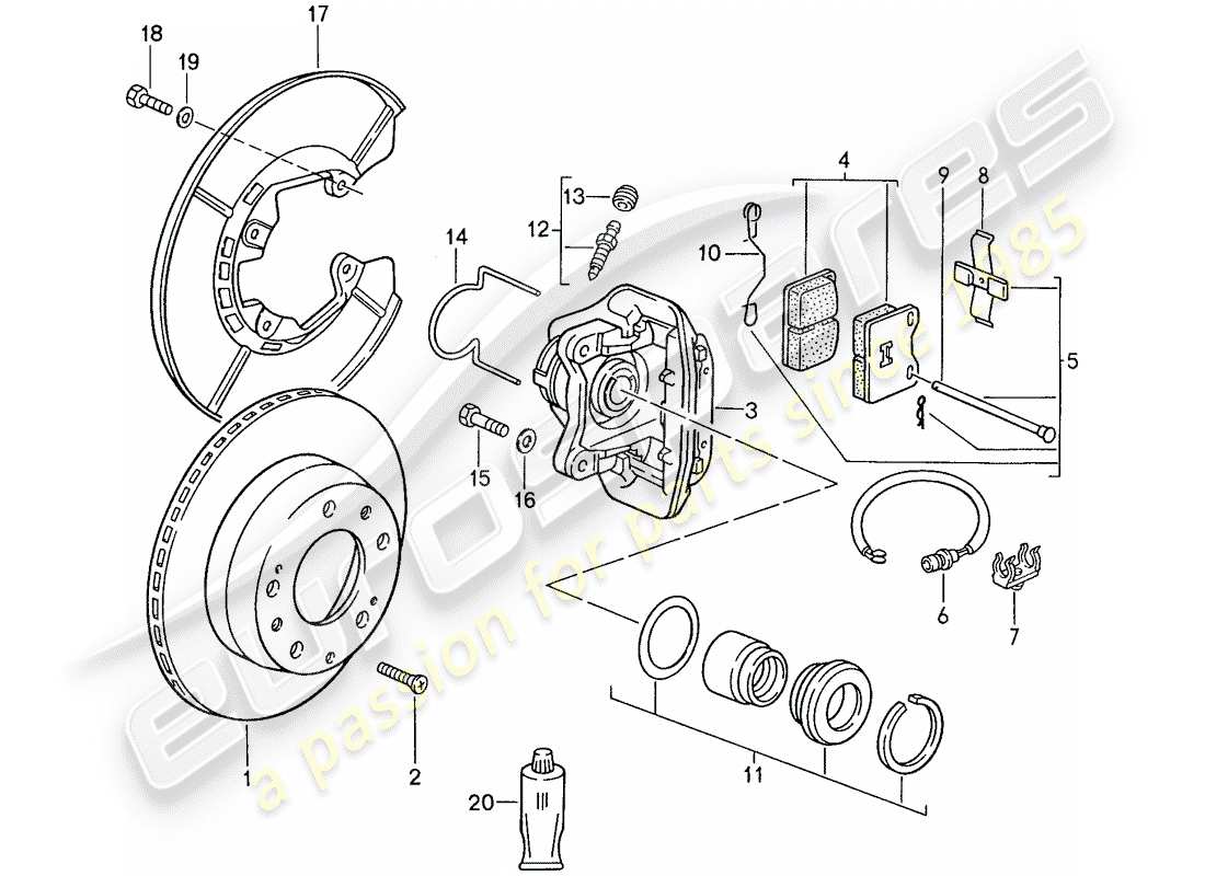 porsche 1990 (944) disc brakes - rear axle - d >> - mj 1989 part diagram