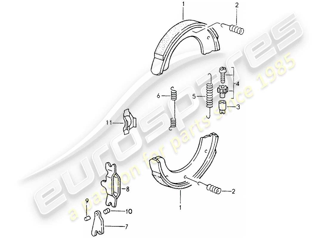porsche 1994 (964) handbrake parts diagram