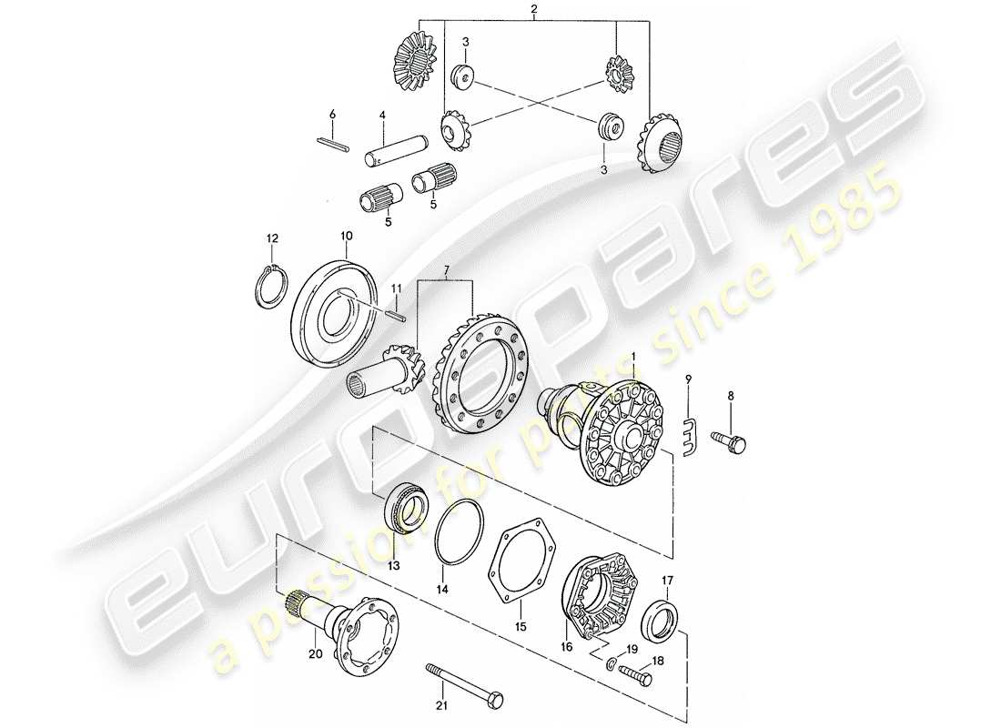 porsche 1988 (928) automatic transmission - differential 2 part diagram