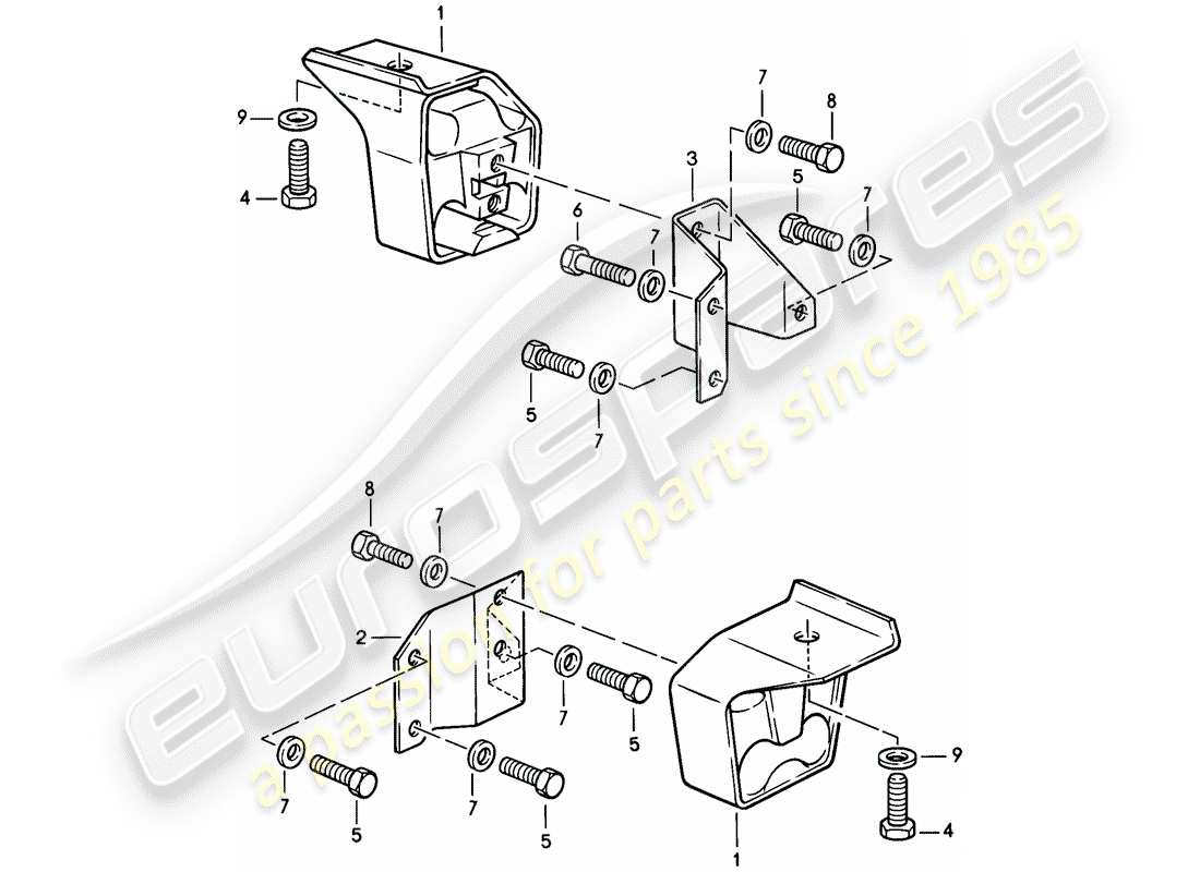porsche 1984 (944) transmission suspension - for - manual gearbox part diagram