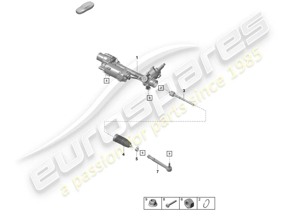 porsche 2019 (718 boxster spyder) steering gear part diagram