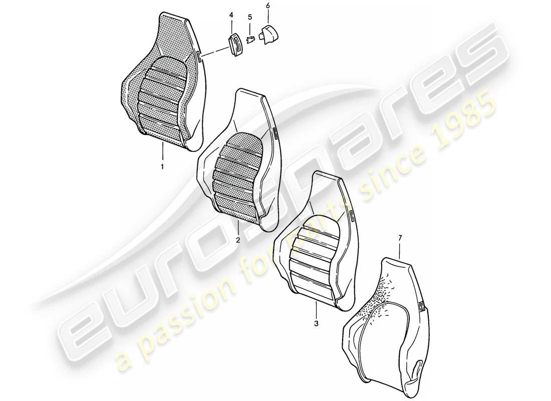 porsche 1985 (911) sports seat - backrest cover - d - mj 1985>> part diagram