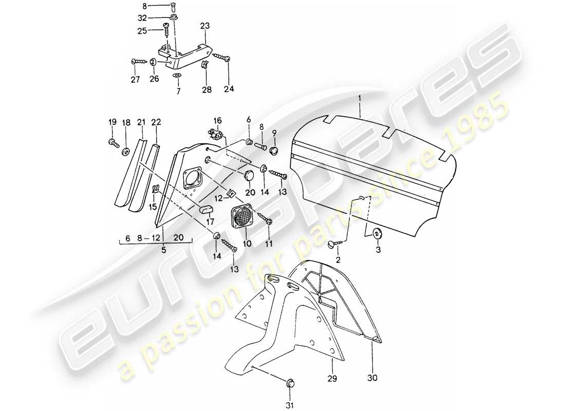 porsche 1997 (993) interior equipment part diagram