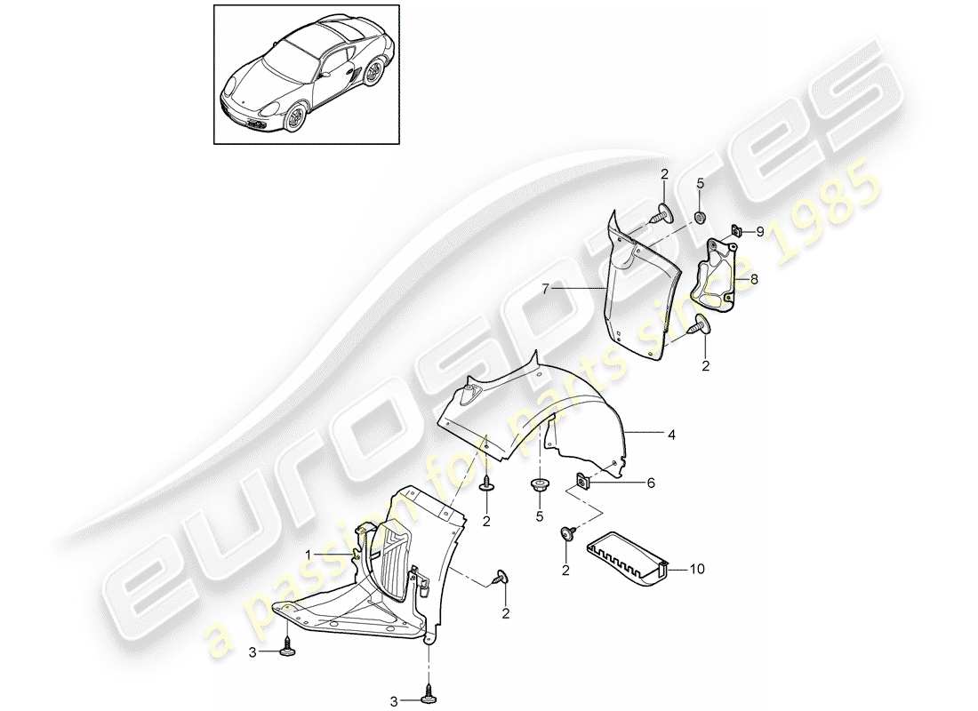 porsche 2010 (987 cayman) trims part diagram