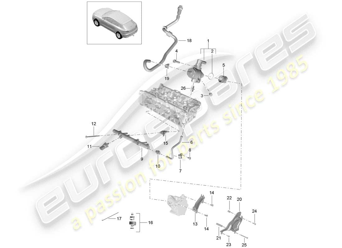 porsche 2017 (macan) fuel collection pipe parts diagram