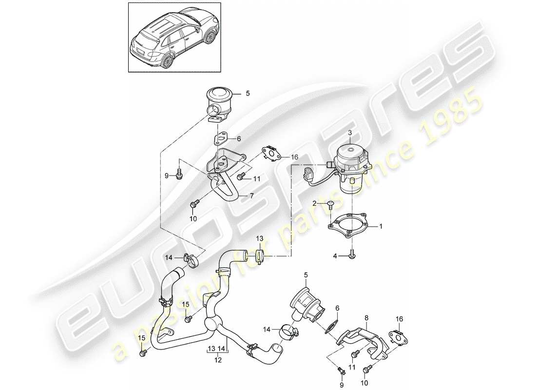 porsche 2016 (cayenne e2 92a) secondary air pump part diagram