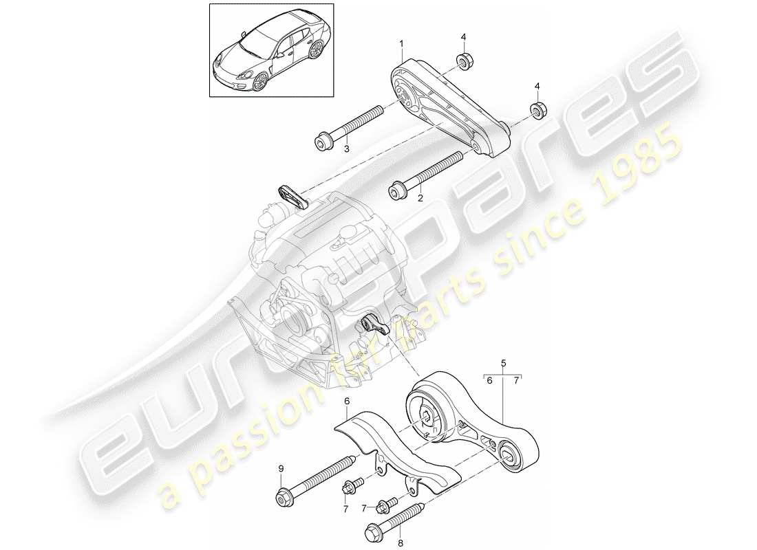 porsche panamera 970 (2016) engine suspension part diagram