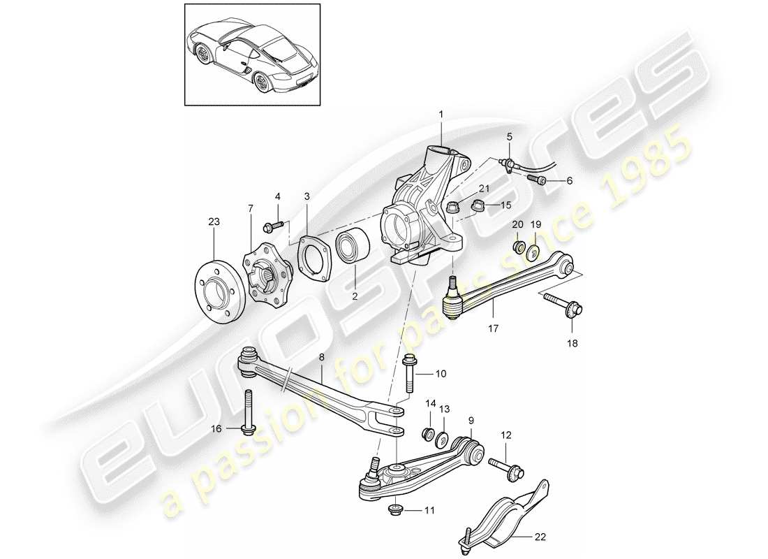 porsche 2012 (987 cayman) rear axle part diagram