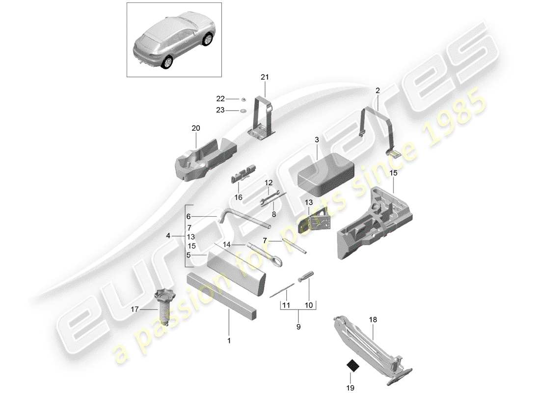 porsche 2017 (macan) tool parts diagram