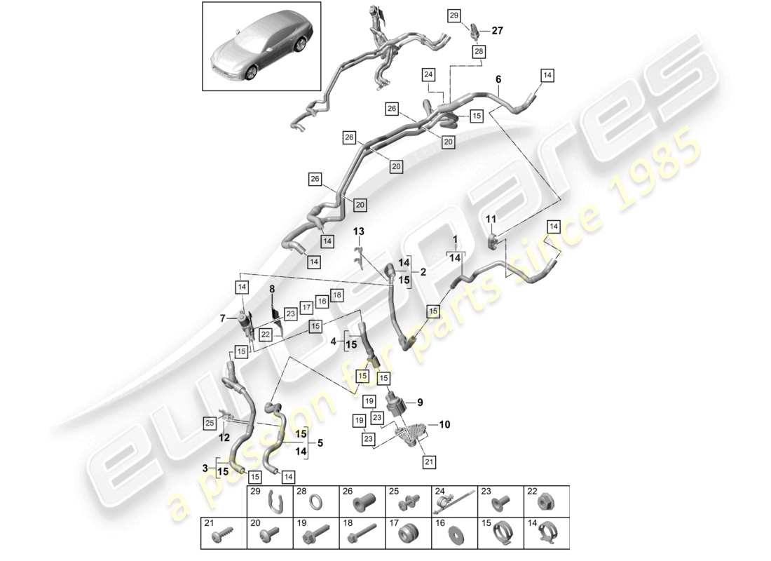 porsche 2020 (panamera 971-1) heater right side member hybrid parts diagram
