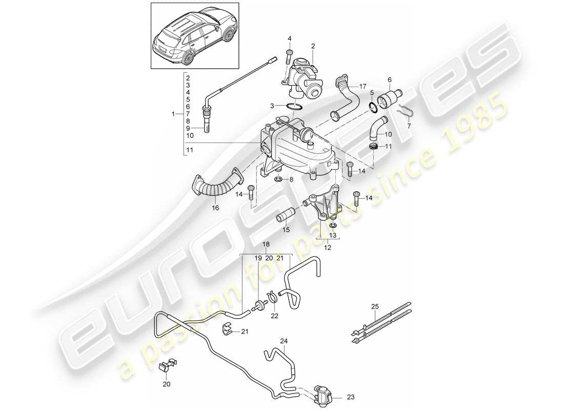porsche 2017 (cayenne e2 92a) exhaust recirculation part diagram