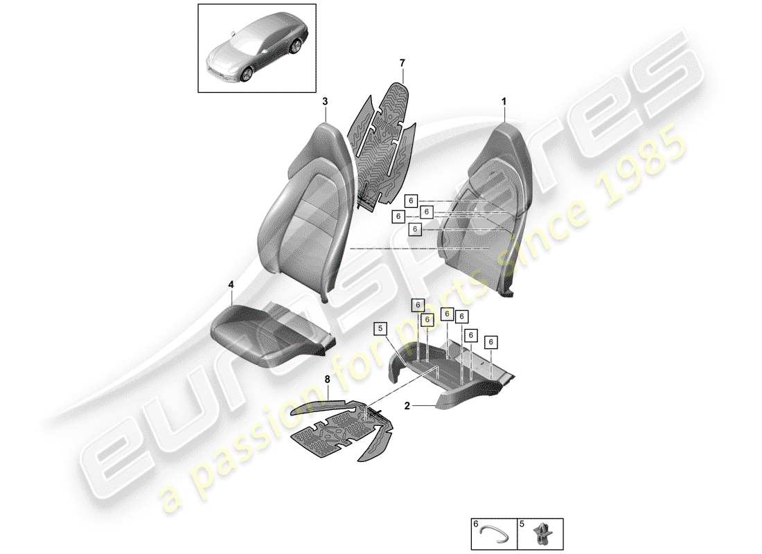 porsche 2017 (panamera 971-1) foam part part diagram