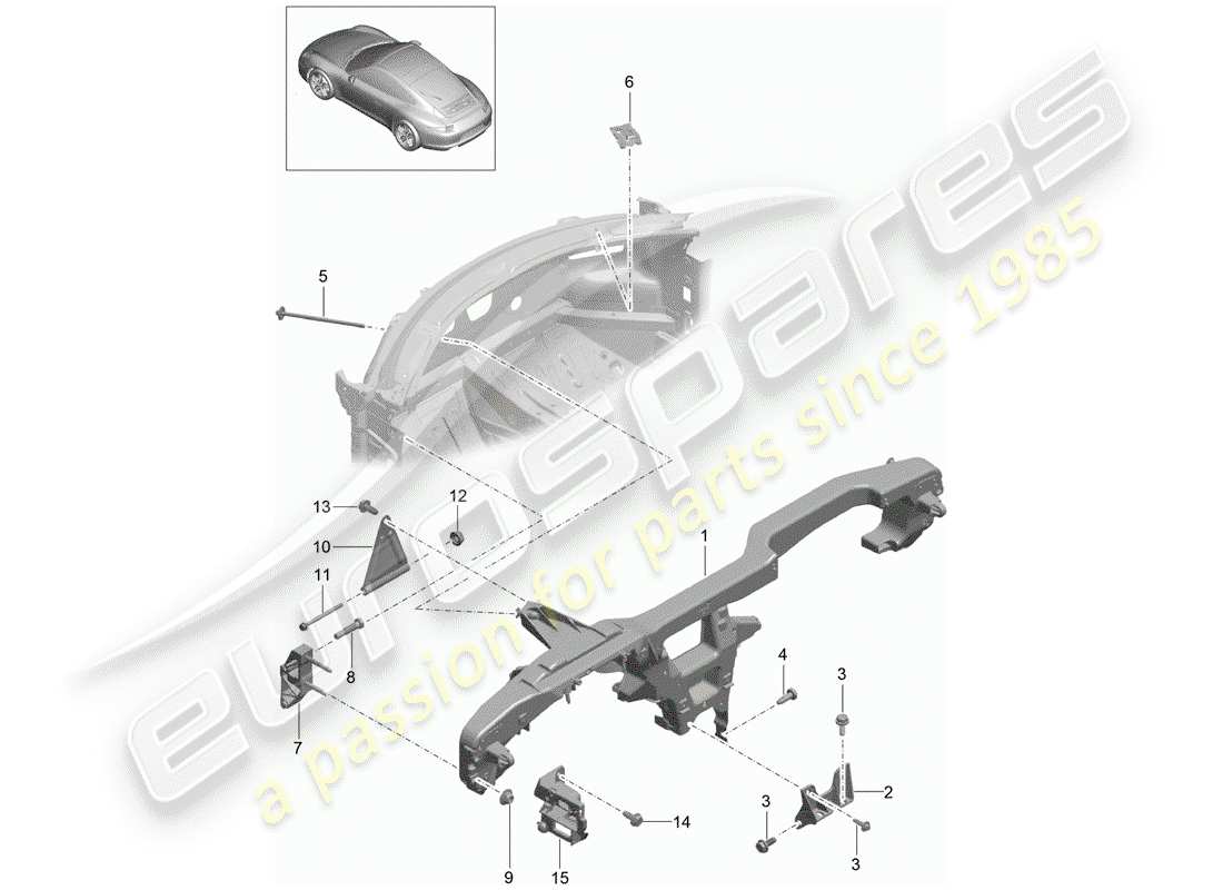 porsche 2013 (991-1) retaining frame part diagram