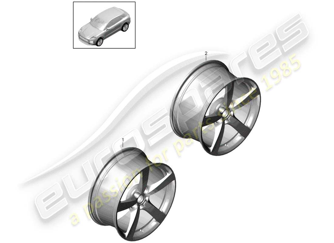 porsche 2020 (macan) alloy wheel part diagram