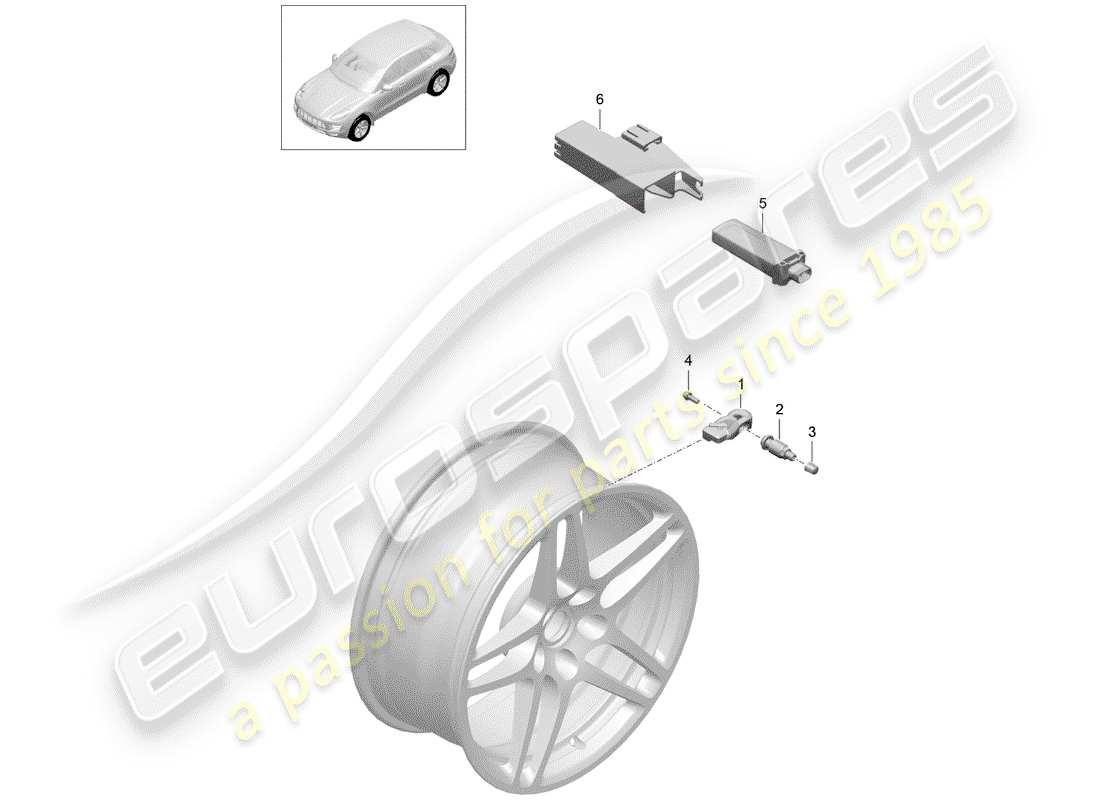 porsche 2020 (macan) tire pressure control system part diagram