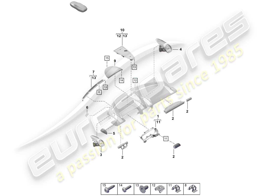 porsche 2020 (718 boxster spyder) accessories part diagram
