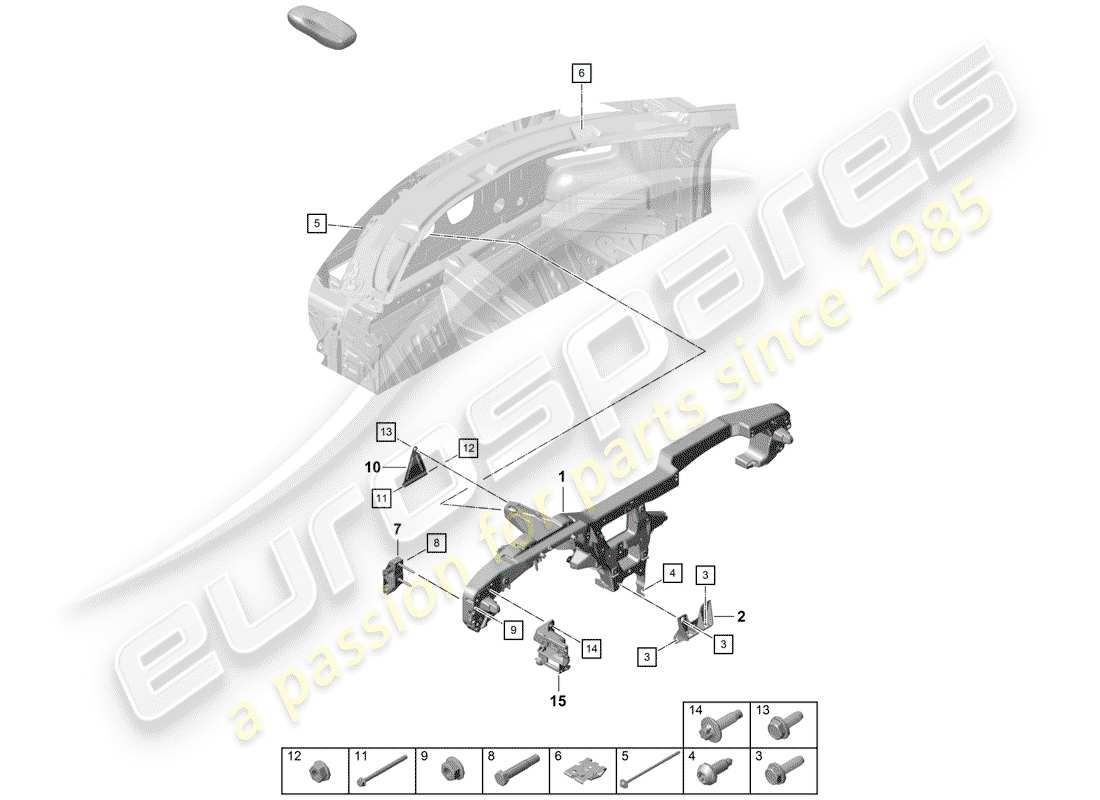 porsche 2019 (718 boxster spyder) retaining frame part diagram