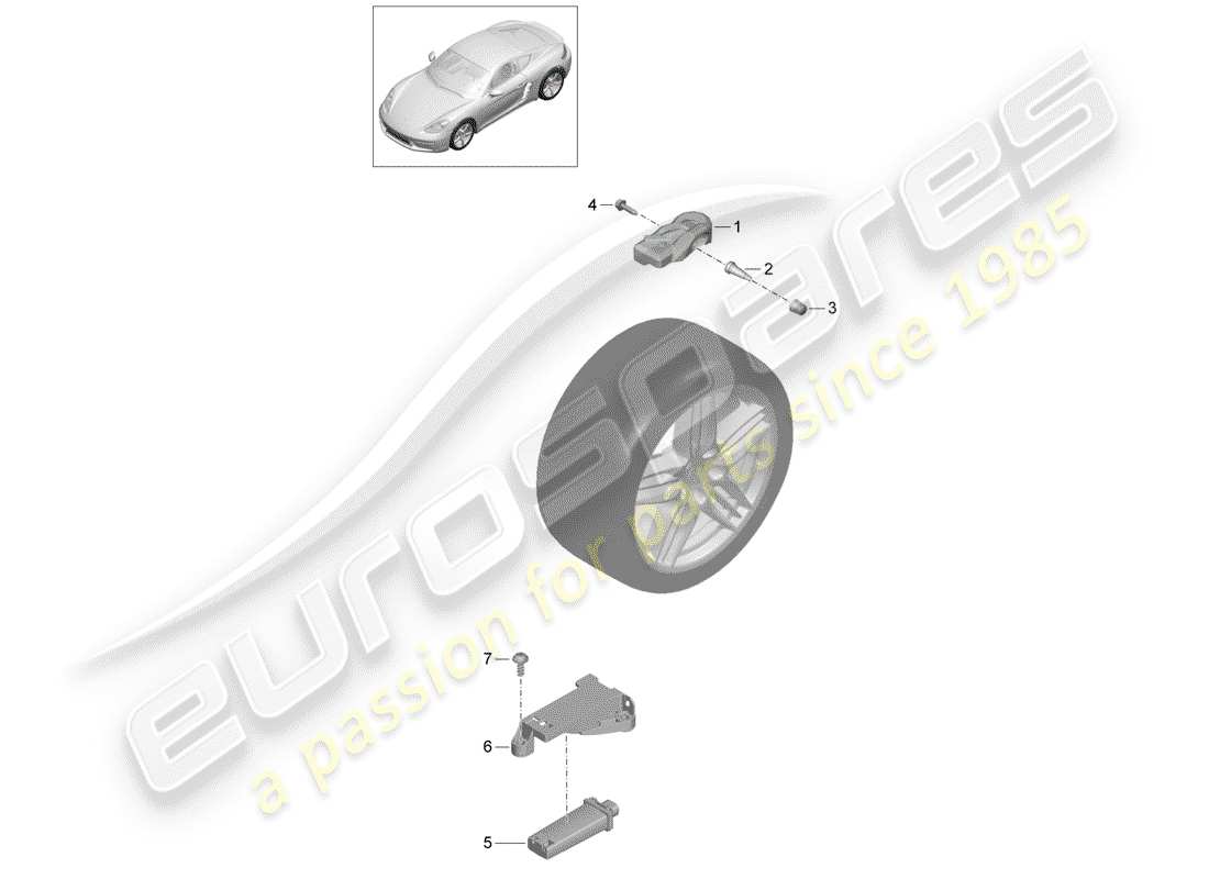 porsche 2018 (718 cayman) tire pressure control system part diagram