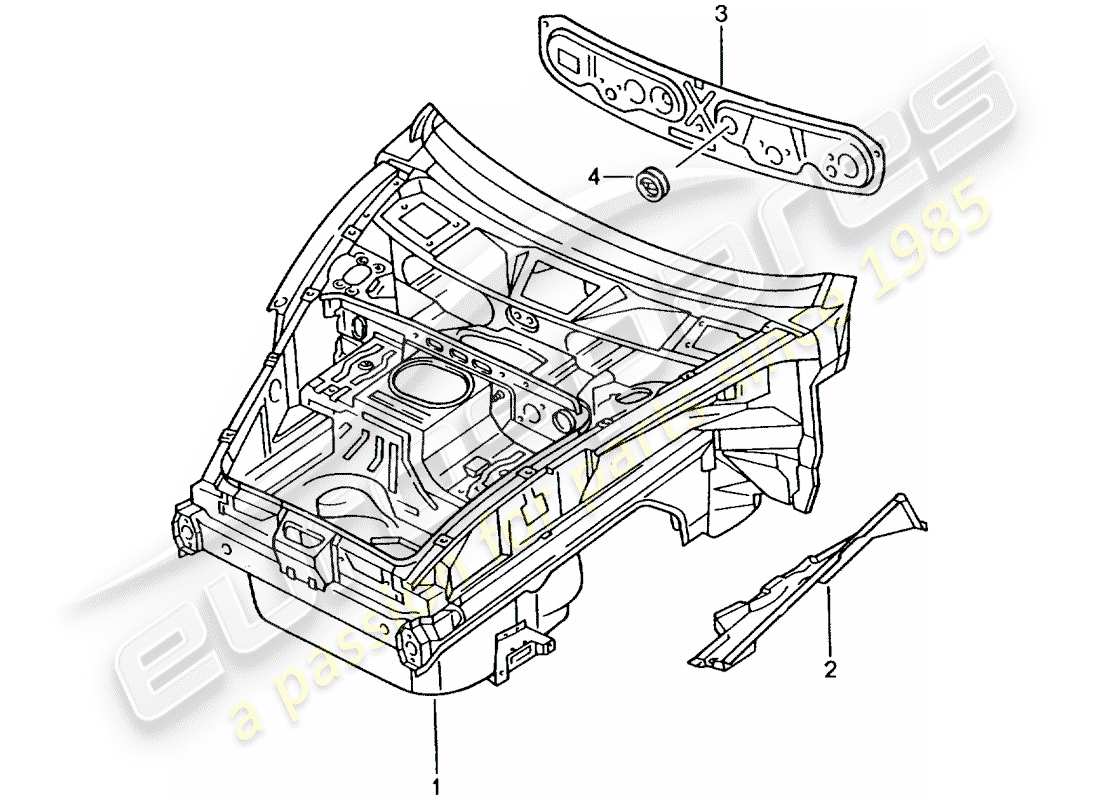 porsche 996 t/gt2 (2001) front end parts diagram