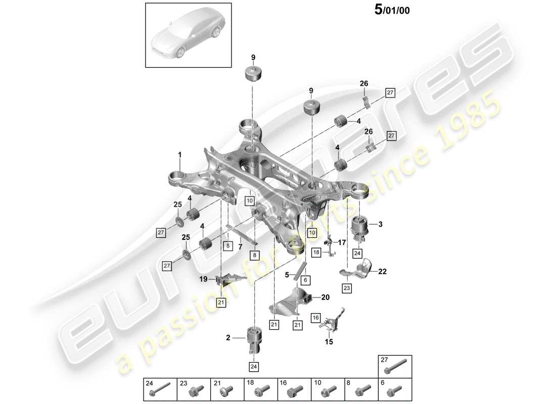 porsche 2017 (panamera 971-1) sub-frame part diagram
