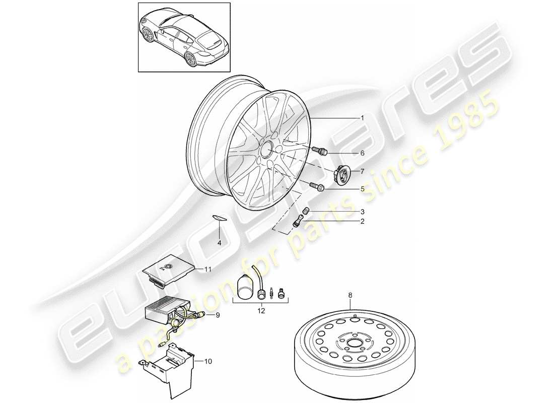 porsche panamera 970 (2016) wheels part diagram