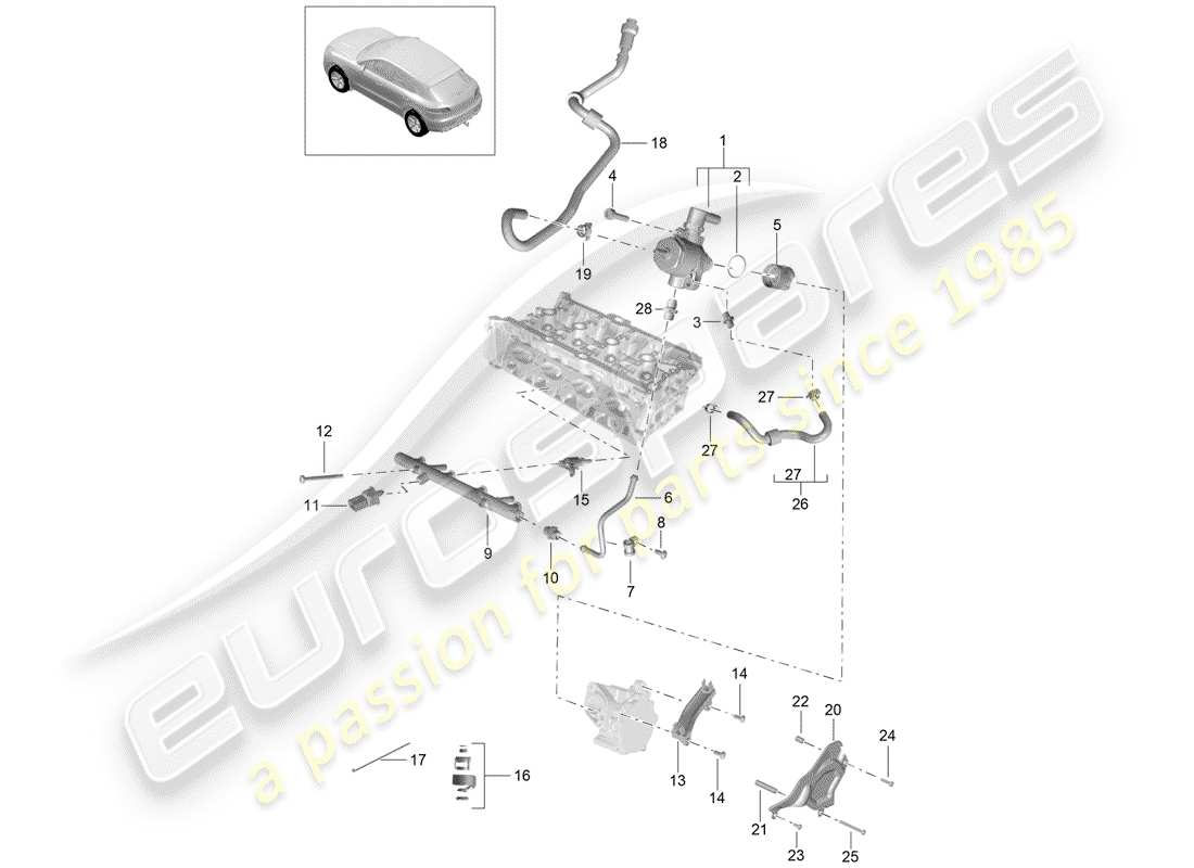 porsche 2018 (macan) fuel collection pipe parts diagram