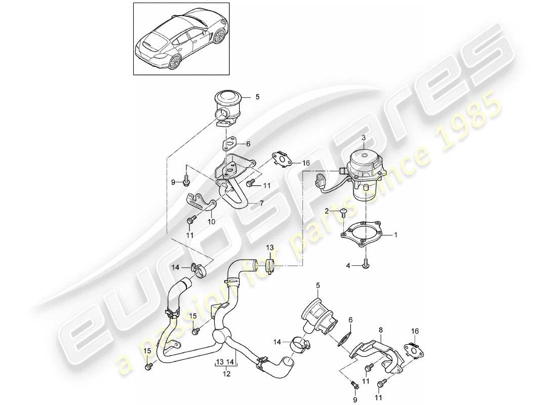 porsche 2011 (panamera 970) exhaust emission control sys- part diagram