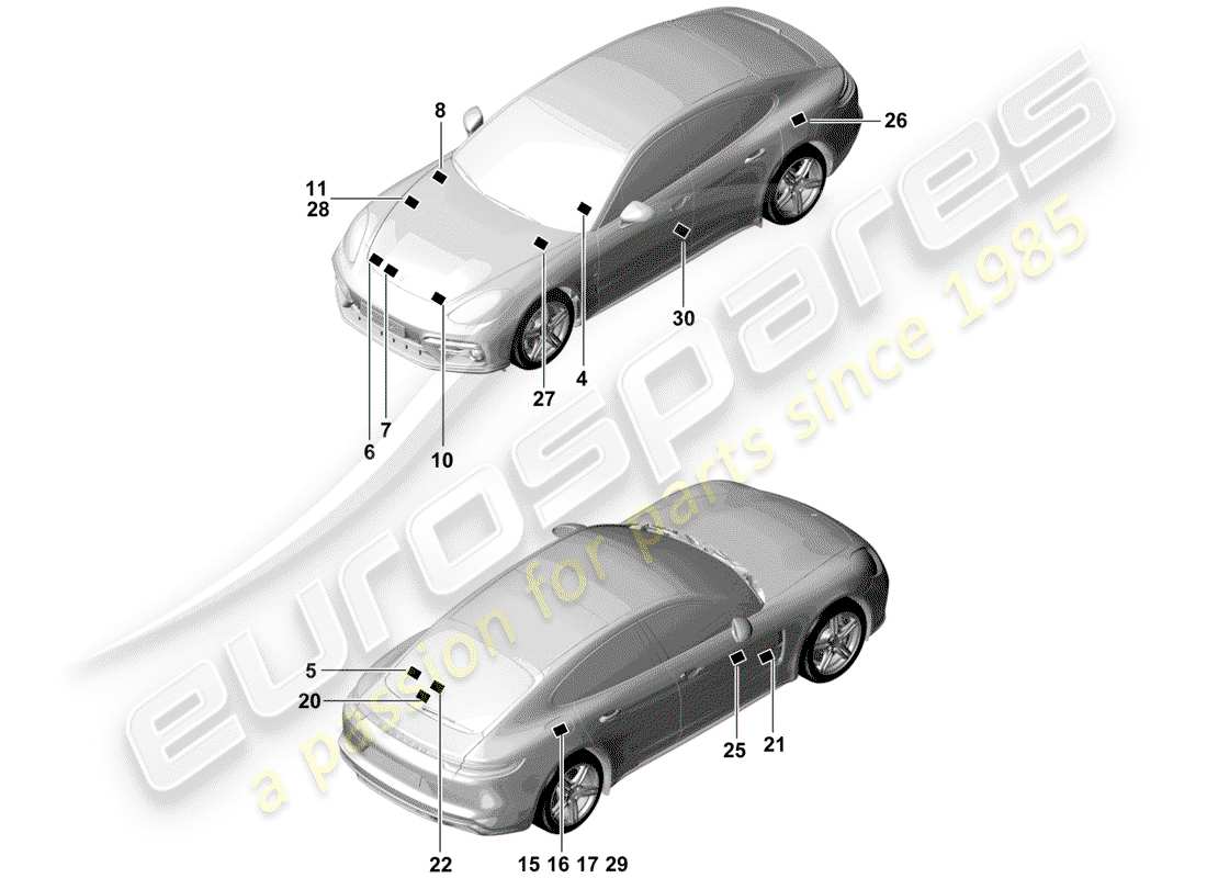 porsche 2019 (panamera 971-1) signs/notices part diagram