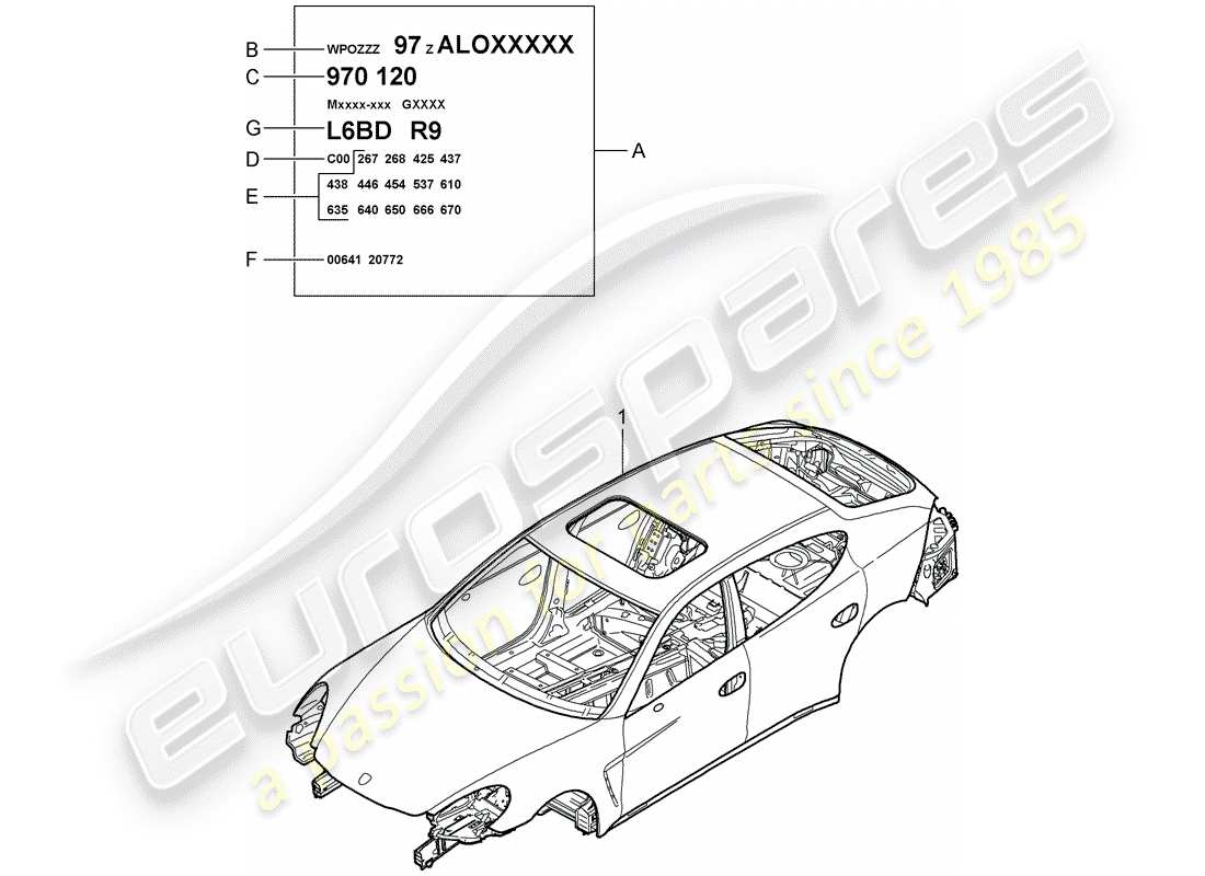 porsche panamera 970 (2016) car body part diagram