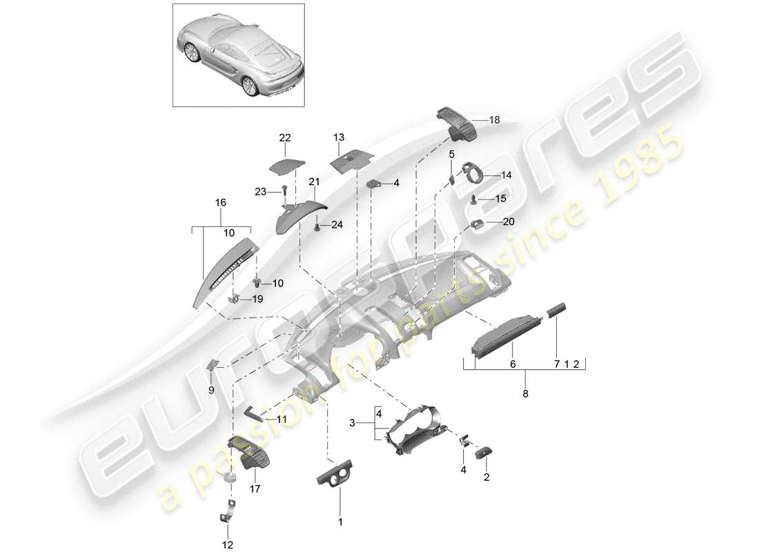 porsche 2016 (981 cayman gt4) accessories part diagram