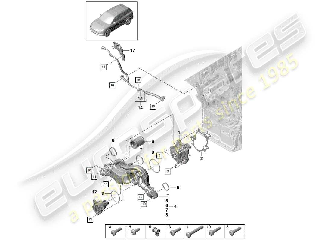 porsche 2020 (cayenne e3 9ya/9yb) water pump part diagram
