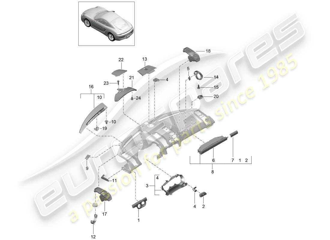 porsche 2014 (981 cayman) accessories parts diagram