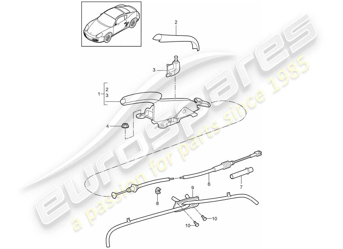 porsche 2010 (987 cayman) handbrake part diagram