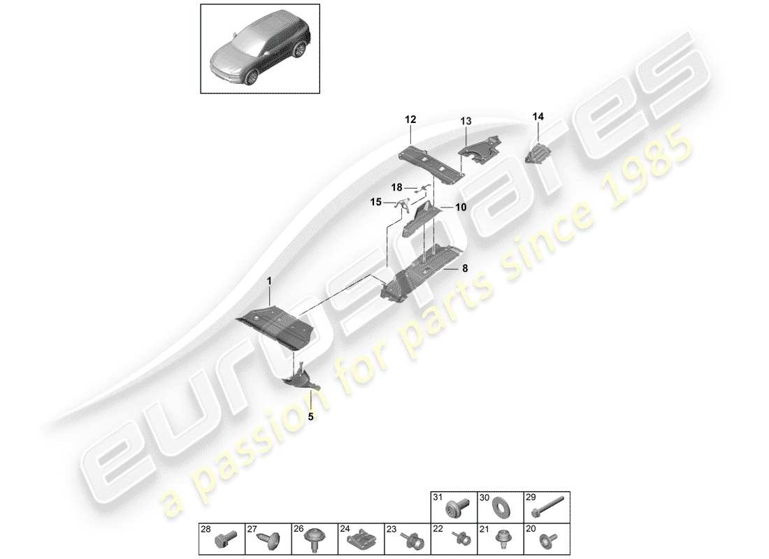 porsche 2020 (cayenne e3 9ya/9yb) lining part diagram
