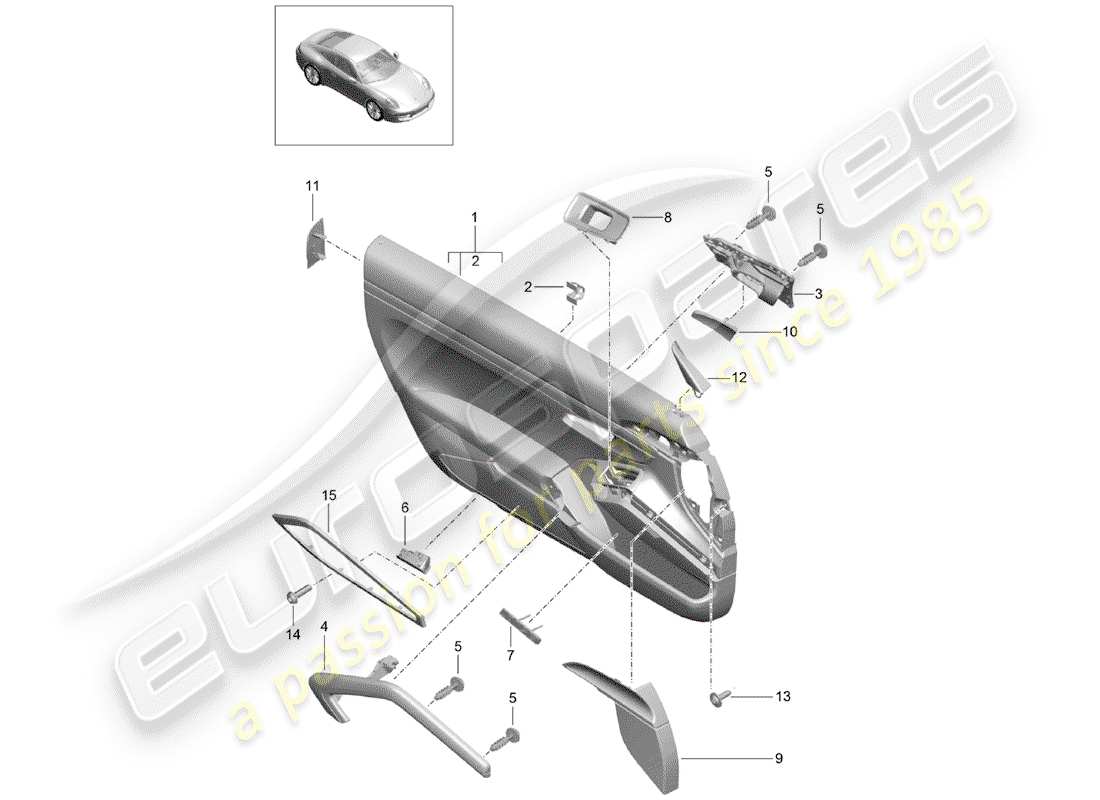 porsche 2014 (991-1) door panel part diagram