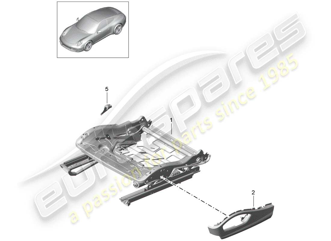 porsche 2012 (991-1) seat frame part diagram